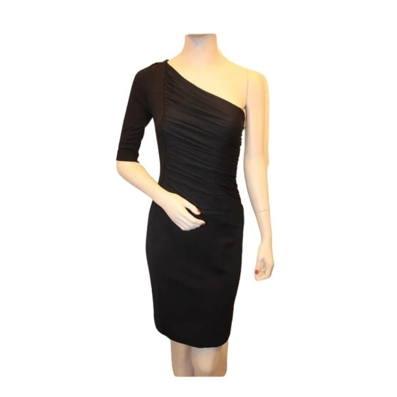 BCBGMaxAzria Dresses & Skirts - Bcbg maxazria  black shorted one shoulder ponte body con dress black 12